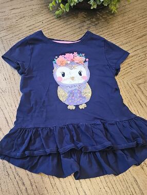 Sequin Owl Shirt Size 5/6 Cynthia Rowley